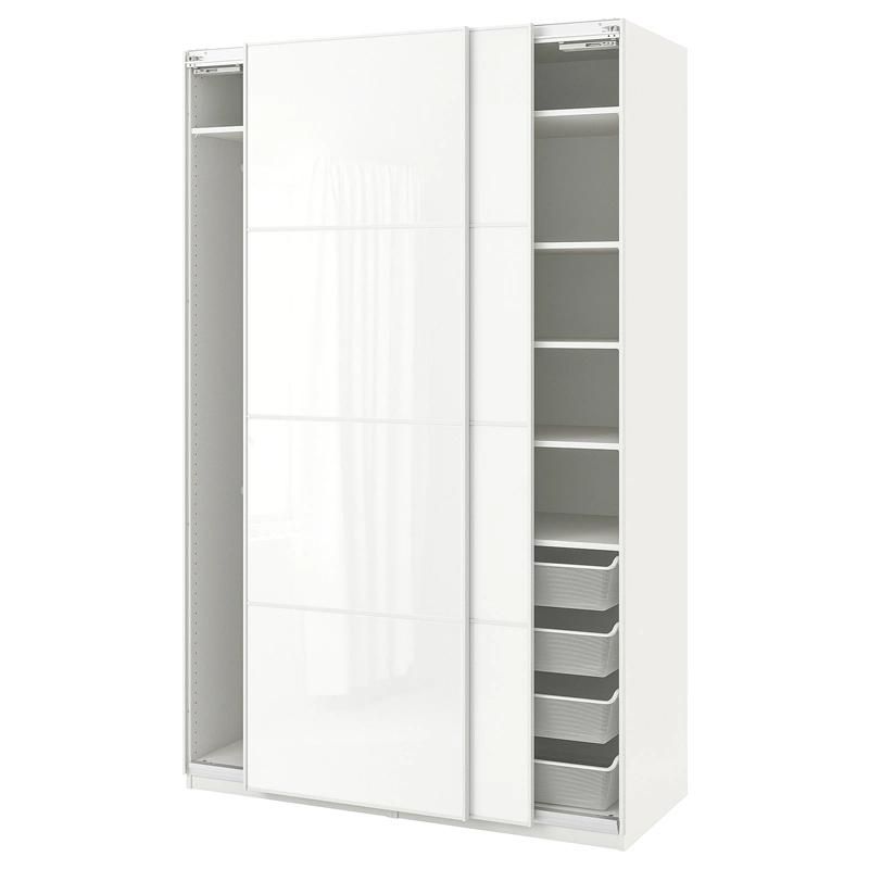 Customized/ Bespoke Modern Style Bedroom Furniture White Temperd Glass Sliding Door Wardrobes