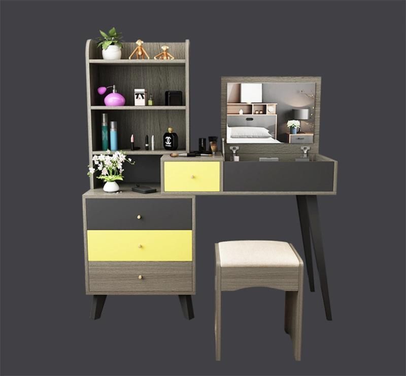 Nordic Dressing Table and Stool Combination Simple Modern Bedroom Small Apartment Dressing Table Plate Table 0003