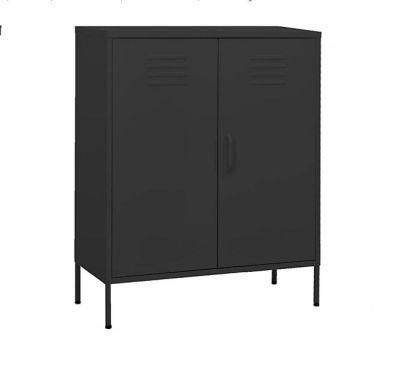 Office Equipments 2 Door Steel Wardrobe Filing Cabinets with Shelf and High Feet