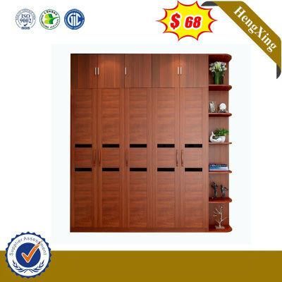 Classic Red King Size Bedroom Furniture 5-Door Wooden Wardrobe Cabinet Furniture