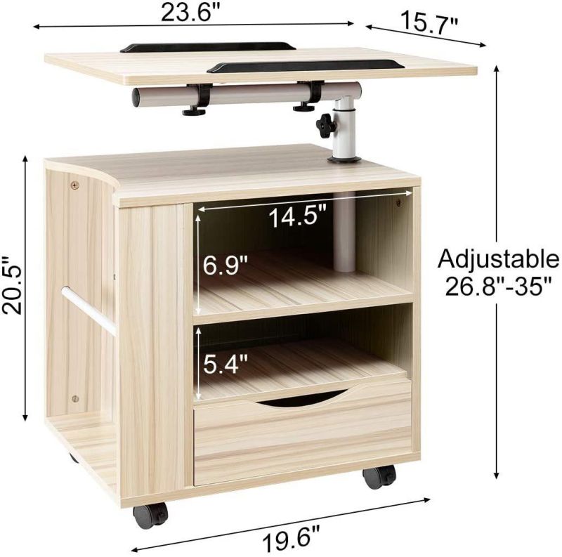 Multifunctional Lift Top LED Light Bedside Table End Table Nightstand for Living Room Bedroom