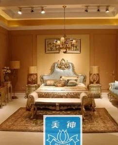 Luxury Antique Classical Design Queen Geniune Leather Bed (MU-08203-1)