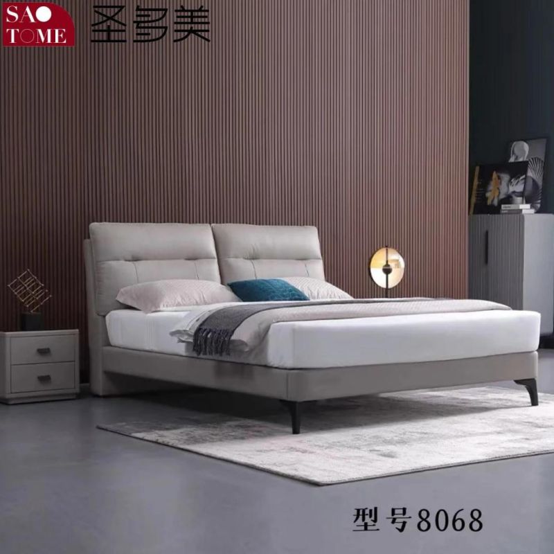 Modern Dark Blue with off-White 1.5m 1.8m Leather Double Bed