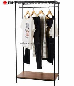 New Design Free Standing Sturdy Clothes Rack 2 Tiers DIY Metal Garment Clothing Storage Rack with MDF Board