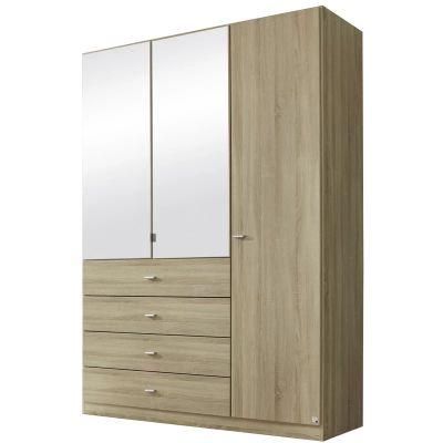 Wholesale Price Simple Style Hinged Mirror Door Bedroom Wooden clothes storage Wardrobe (HF-WD03)