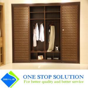 Modular Home Furniture Coffee PU Leather Sliding Door Wardrobes (ZY 2067)