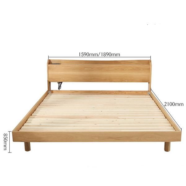Eco-Friendly Solid Wood Double Bed Bedroom Bed Socket Bed