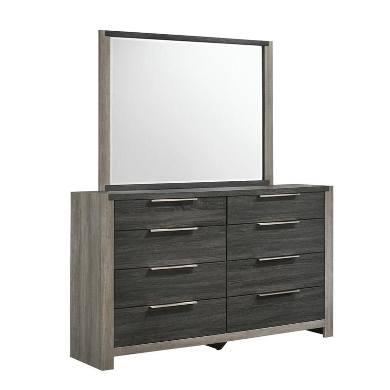Nova Contemporary Striking Two-Tone Grey Finish Vanity with Mirror