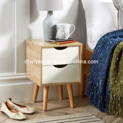 Night Stand 2 Drawer Oak White Lamp Side Table Solid Wood Legs