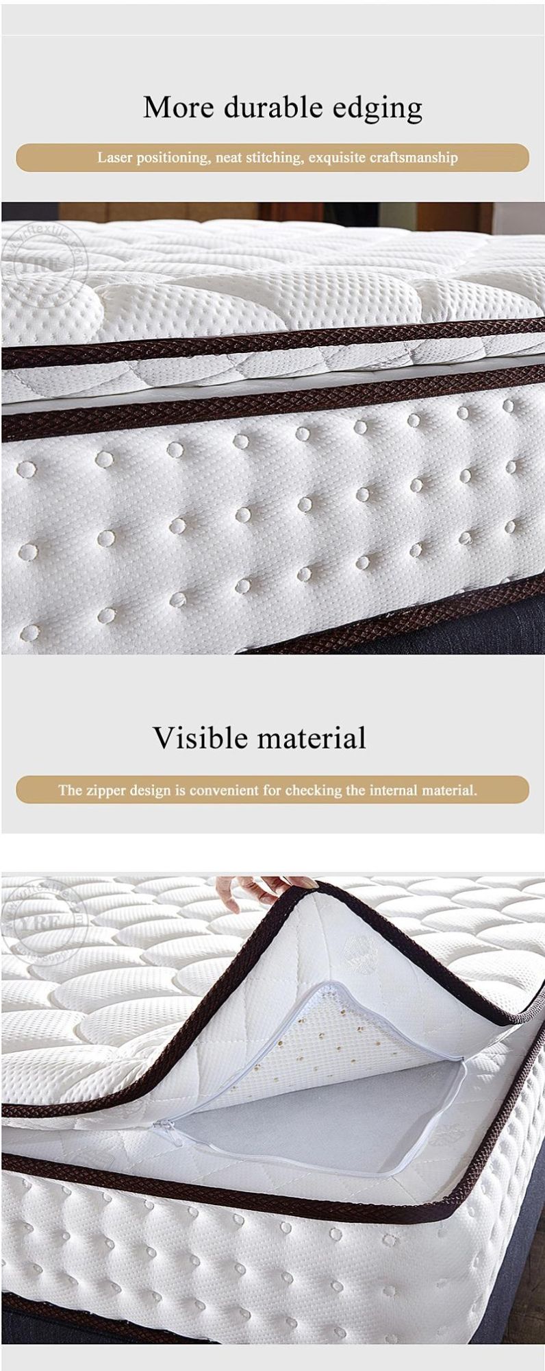 Hotel Good Quality Mattress Innerspring Latex Layer for Double Bed