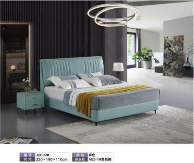 China Factory Modern Wooden Home Hotel Bedroom Furniture Bedroom Set Wall Sofa Double Bed Leather King Bed (UL-BEJ2039)