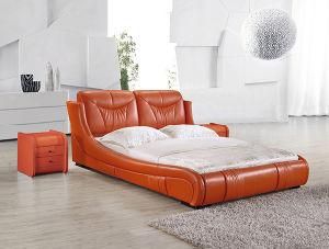 King Size White Leather French Carved Wood Antique Bed French Leather Bed