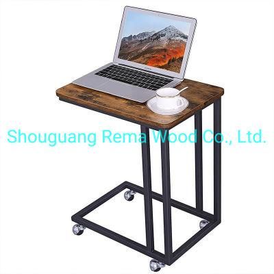 Furniture Side Coffee C Shaped Table for Sofa Bedside Table on Wheels