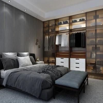 Modern Glass Door Wardrobe Bedroom Storage Wooden Home Furniture