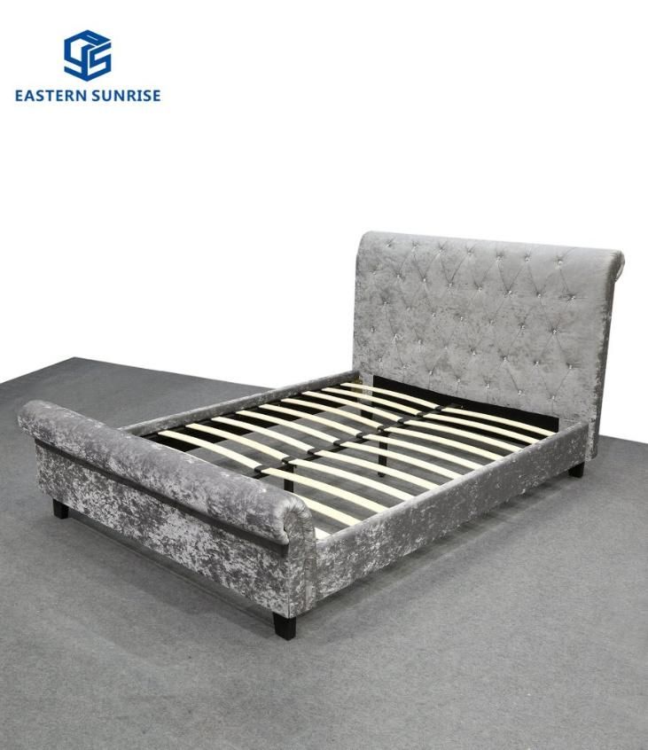 Full/ Double/ Queen/ King Size Crushed Velvet Material Bed Bedroom Bed