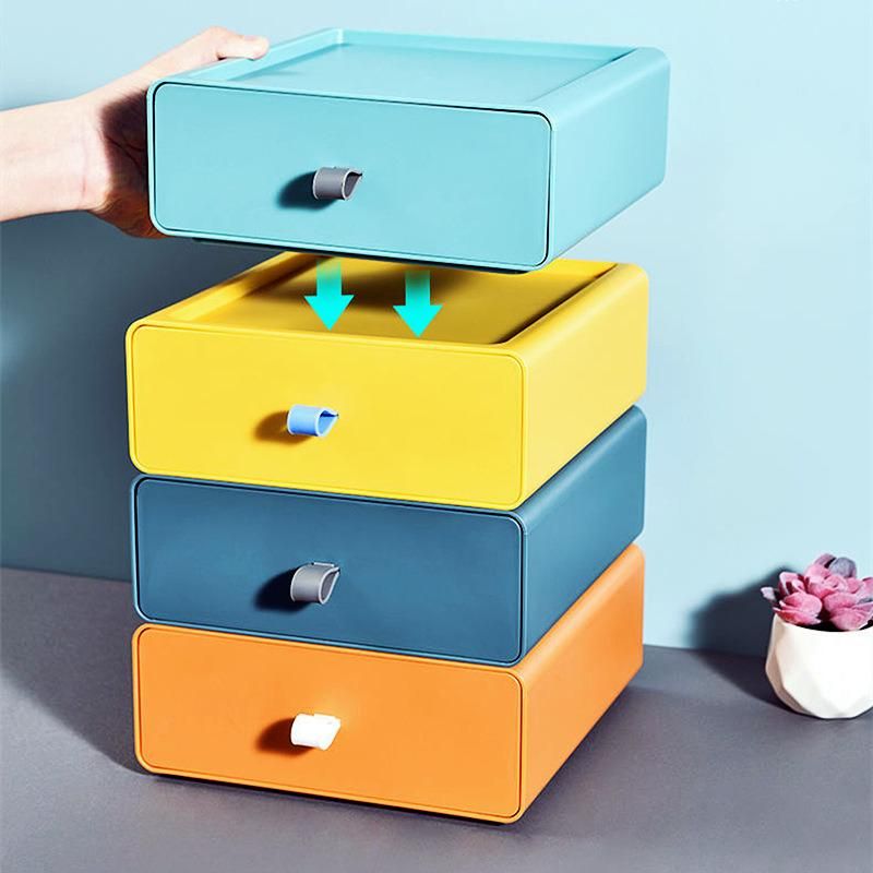 New Design Desktop Multi-Layer Stackable Plastic Storage Drawer