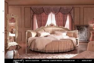 Luxury Carved Geniune Leather Round Bed (MT-07183)
