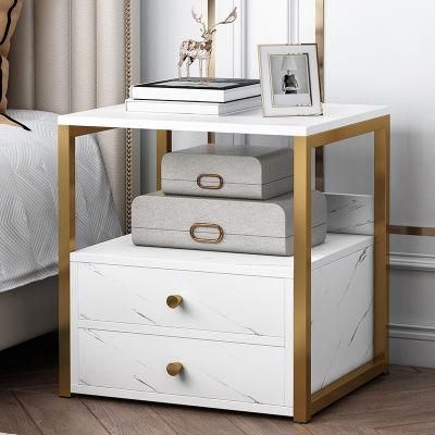 Nova Marble Top Metal Frame Bedside Table