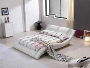 Foshan Golden Furniture Manufacturer King Size Leather Bed with TV in Footboard