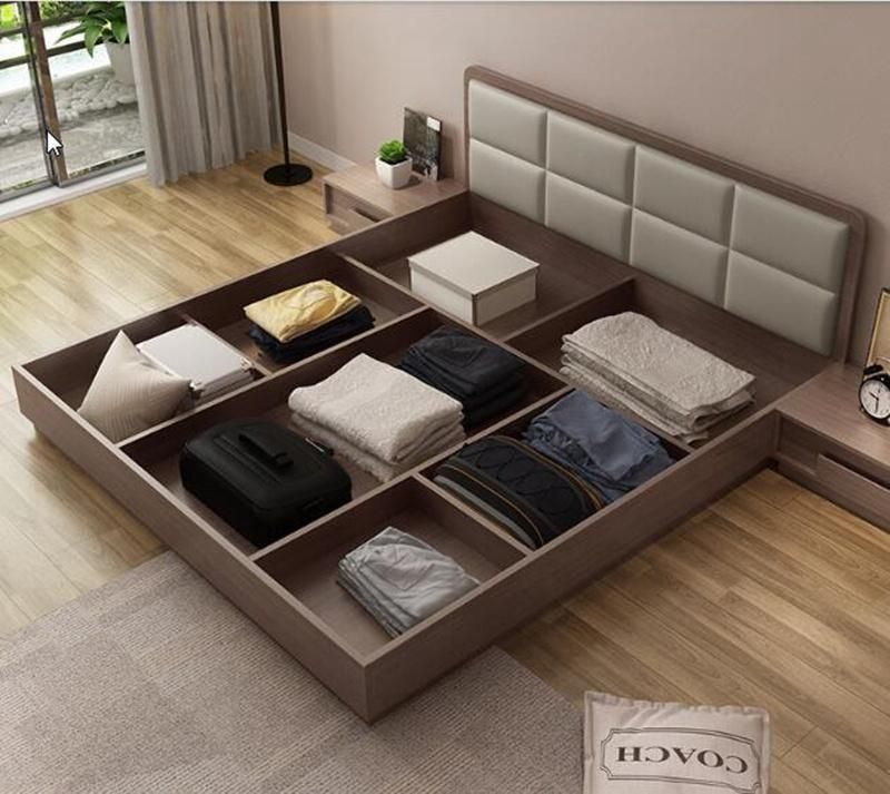 Custom Simple Design Bed Slatted Frames Locker Box TV Wall Cabinet Wardrobes Desk Book Chair Cheap Bedroom Furniture Sets