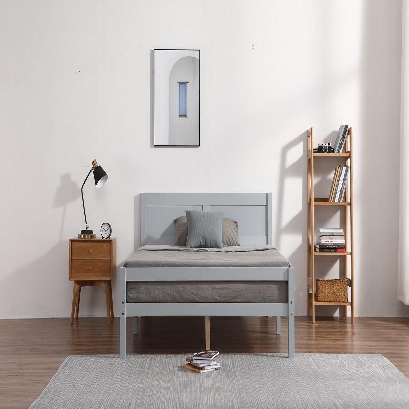 Nordic Simple Home Bedroom Furniture Double Solid Wooden Vertical Bed