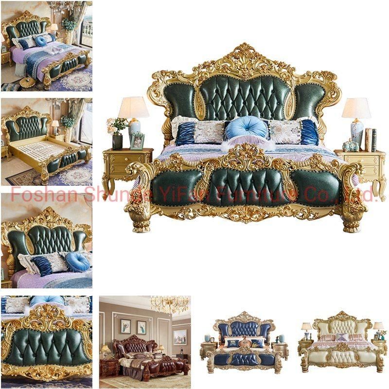Wood Carved Luxury Bedroom Bed in Optional Furnitures Color From Chinese Furniture Factory