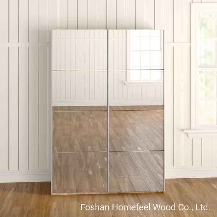 Knocked-Down Modern Design Wooden Bedroom Mirror Sliding Door Wardrobe Clothes Storage Cabinet (HF-WB10)