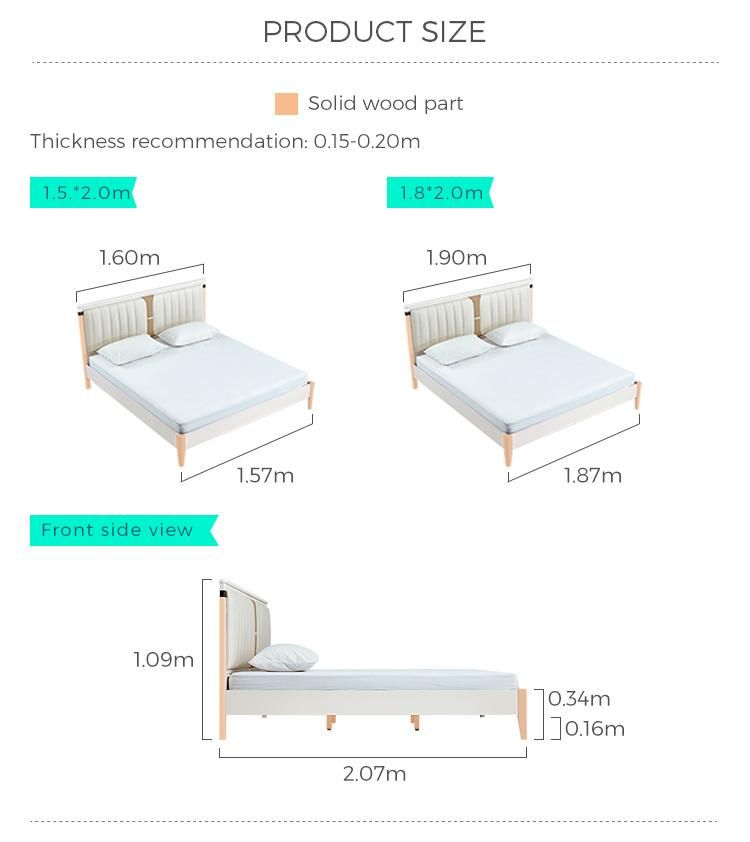 Linsy Latest Design Modern White Leather Princess Bed King Size Double Bed Frames Ls227A1