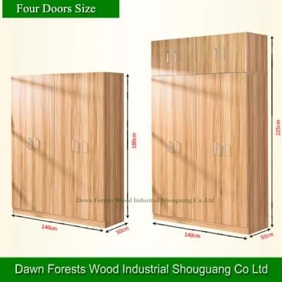 Four Doors Light Walnut Panel Wardrobe Set