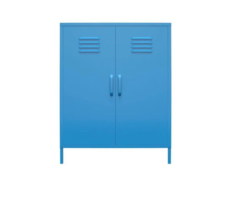 Metallic Lockers Metal Storage Locker High Feet 2 Door Customized Filing Cabinets Blue