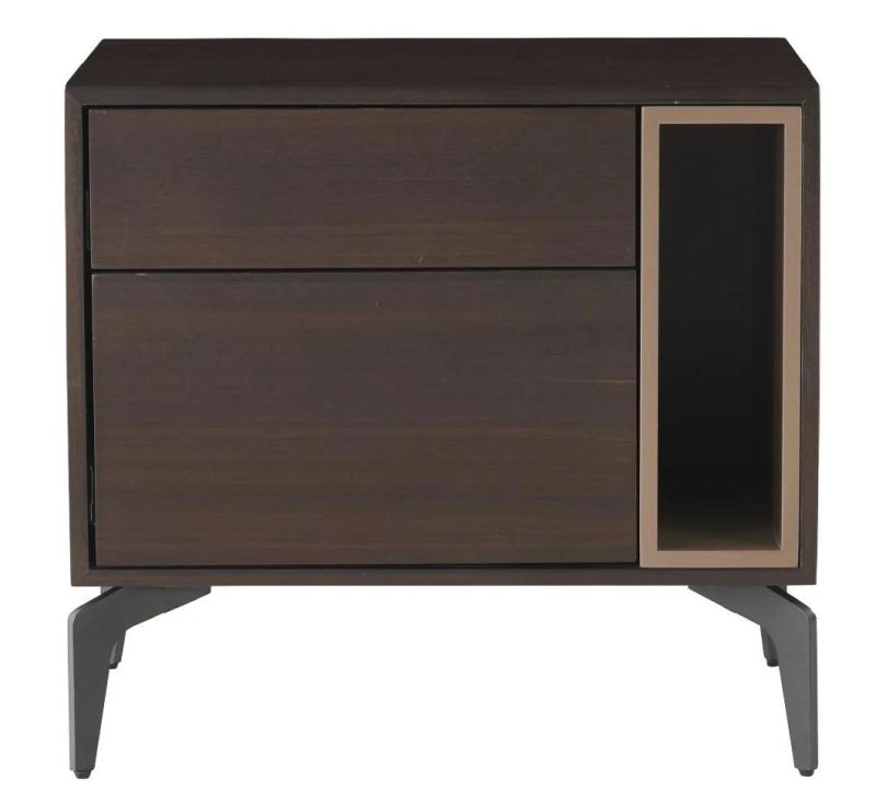 FL48 Night Stand /Eucalyptus Veneer / Steel Base Coating /Modern Furniture in Hone and Hotel