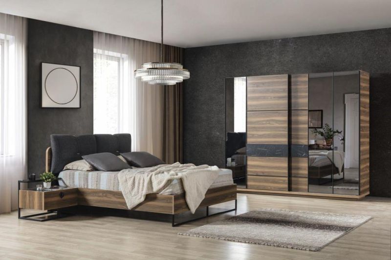 Nova Modern Simple Wood Veneer Bedroom Furniture Sets Melamine Finish Bedroom
