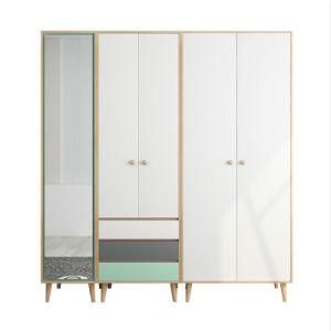 Nordic Minimalism Style Wardrobe with Hinged Mirror Closet Doors New Designs