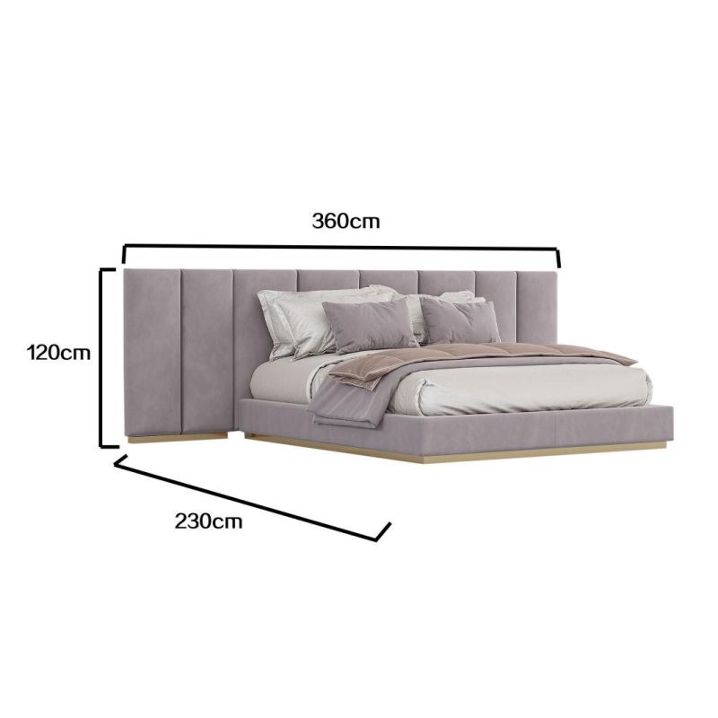 Nordic Simple Design Fashionable Blue Home Hotel Furniture Luxury Fabric King Size Bed Bedding Set