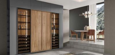 Oppein Space Saving Crown Fitted Open Plan Low Price Wooden Solid Wood Wardrobe Cabinet