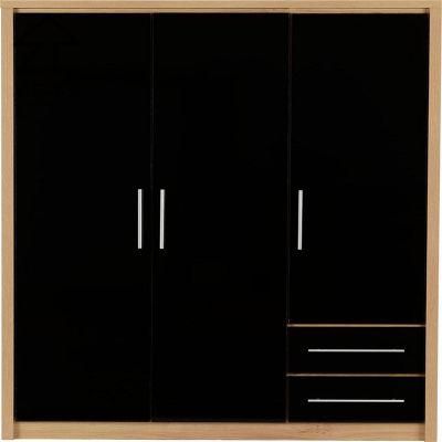 Black Color 3 Doors 2 Drawers Wardrobe