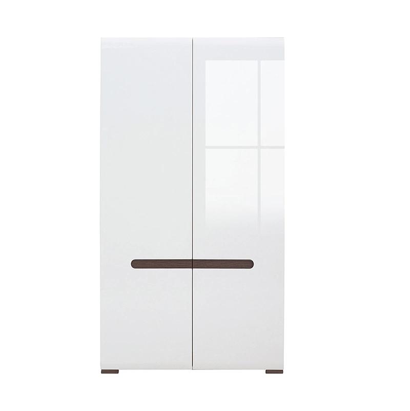 European Design White Glossy Bedroom Furniture 2 Door Wardrobe