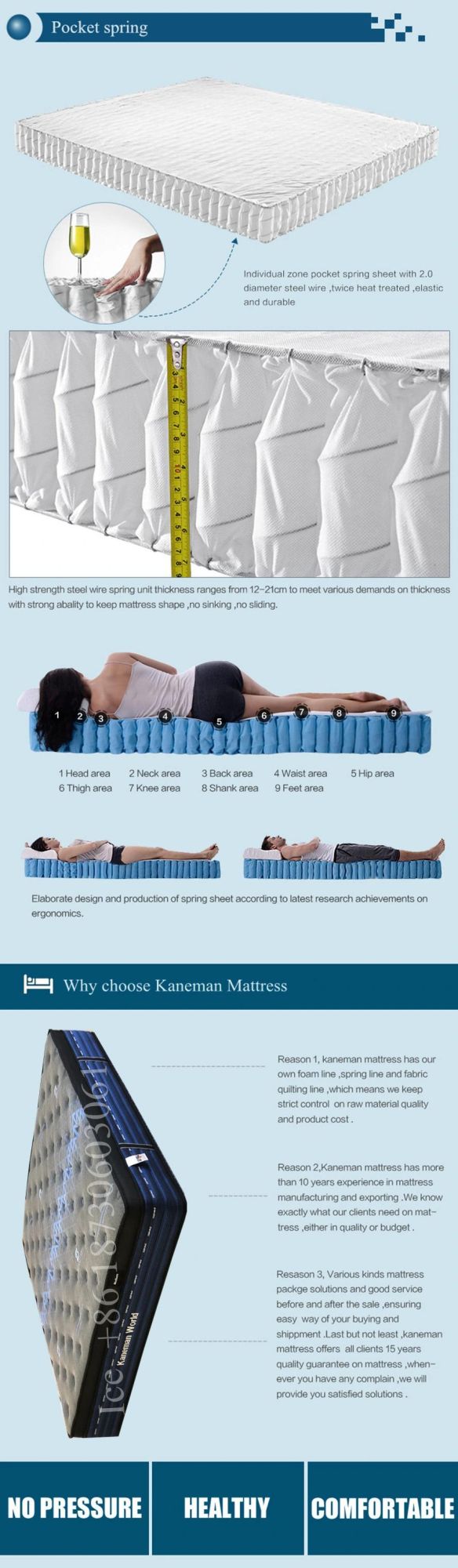 Firm Bed Mattress Pocket Spring Mattress Memory Foam Mattress King Size