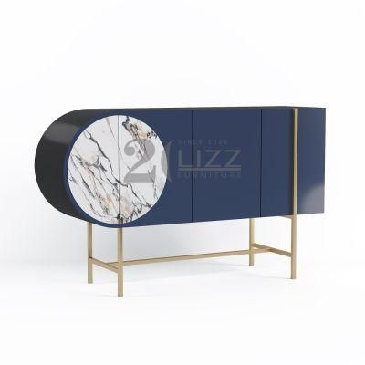 Unique Antique Design Home Furniture Modern Luxury Cabinet with Golden Stainless Feet