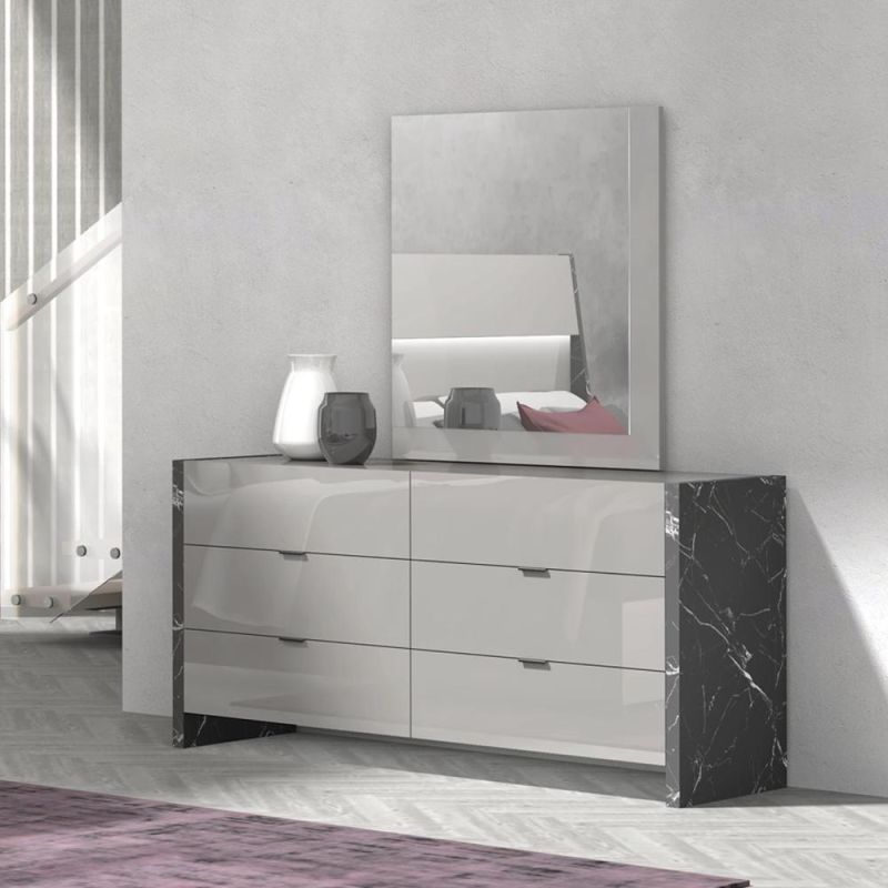 Nova Bedroom Furniture Sets High Gloss Mirror Dresser with 6 Drawer