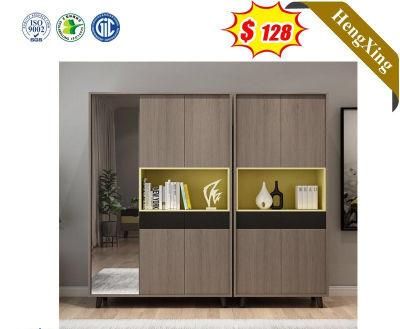 Simple Design Double Room Wooden Wardrobe with Mirror&#160; Large Capacity