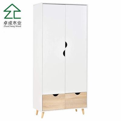 Hot Sale Modern Bedroom Furniture White Hinged Door Storage Wardrobe