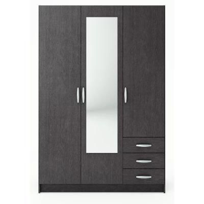 Laminated MDF Bedroom Wardrobe with Metal Handle Hinged Door
