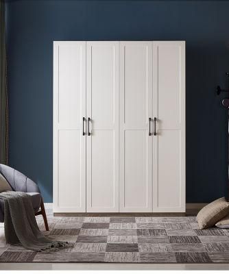 Quanu 125601 Modern Simple Design Wooden Wardrobe Bedroom White 4 Door Wardrobe