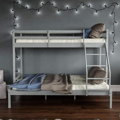 High Quality Europe Style Simple Design Wood Bunk Bed with Ladders Good Bed Furniture