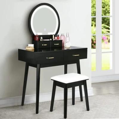 Nova Black Glossy Vanity with Mirror and 4 Drawers