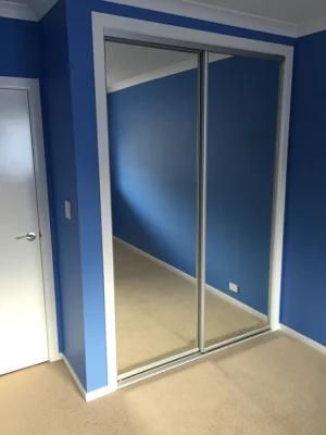 Blue Built Storage Wardrobe Bedroom Furniture Wholesale with Mirror Door
