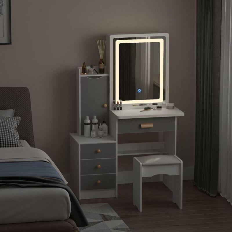 Nova Makeup Vanity with Sliding Lighted Mirror & 4 Drawers