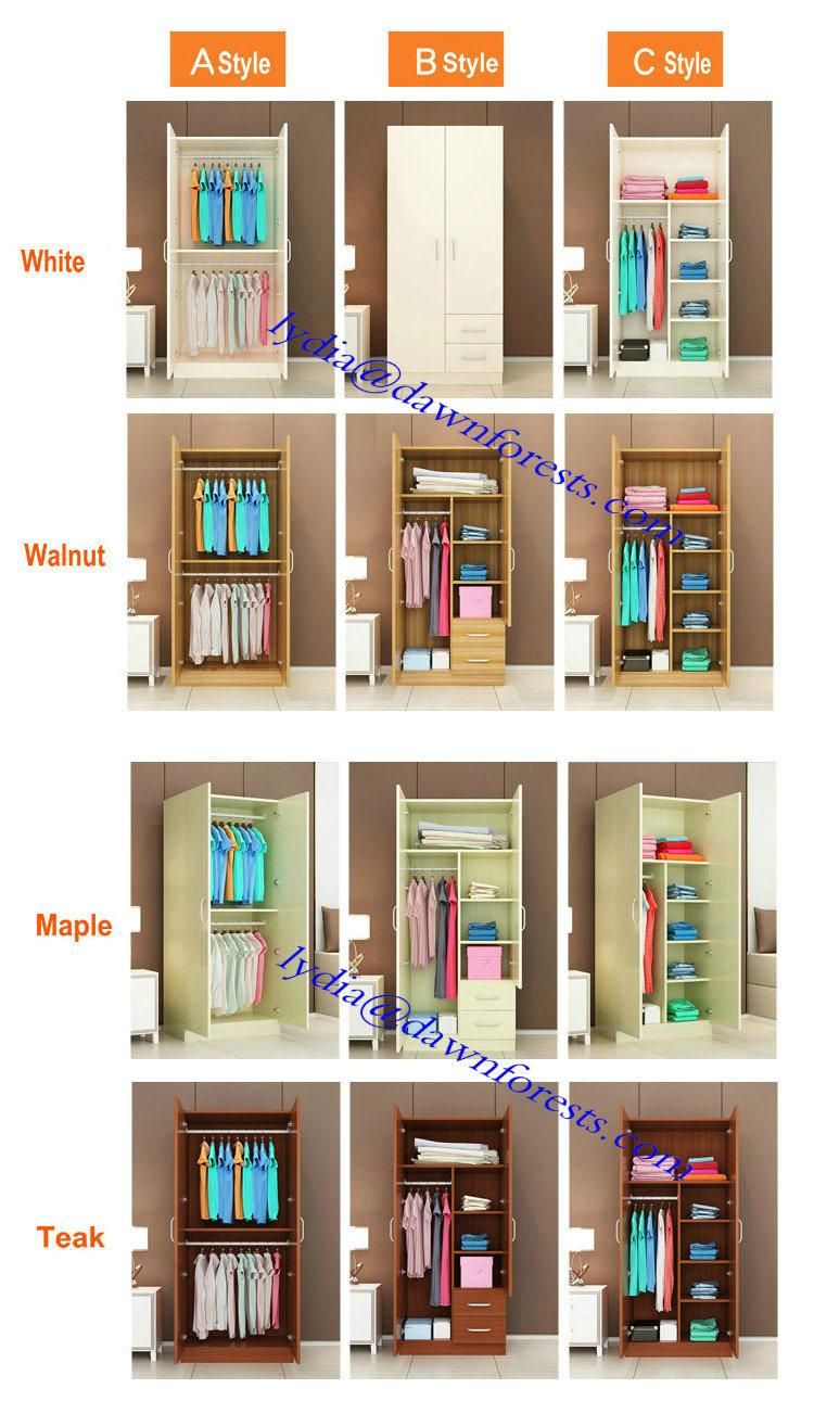 Bedroom Furniture Wooden Panel Melamine Board Three Doors Closet Wardrobe