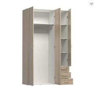 Modern 3 Door 3 Drawer MDF Wood Wooden Clothes Wardrobe Bedroom Furniture